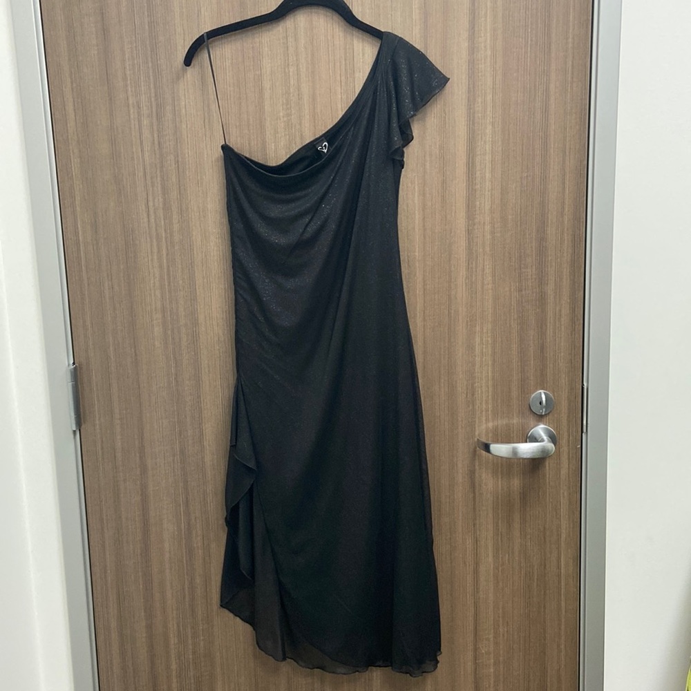 Fitted one shoulder Black Dress with slight shimmer
